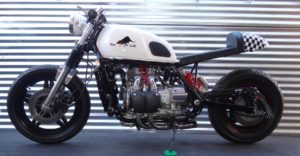 Honda Goldwing GL1100 Custom Cafe Racer Style with black frame and white fuel tank